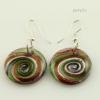 round swirled foil lampwork murano glass earrings jewelry design E