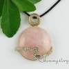 round turquoise rose quartz jade rhinestone necklaces with pendants design A