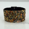 shining rhinestone magnetic buckle wrap slake bracelets mix color leather bracelet design F