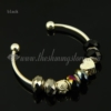 silver charms bangles bracelets with rainbow crystal beads black