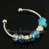 silver charms bangles bracelets with rainbow crystal beads light blue