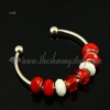 silver charms bangles bracelets with rainbow crystal european beads red