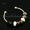silver charms bangles bracelets with rainbow crystal european beads black