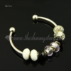 silver charms bangles bracelets with rainbow crystal european beads white
