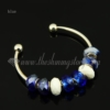 silver charms bangles bracelets with rainbow crystal european beads blue
