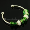 silver charms bangles bracelets with rainbow crystal european beads green