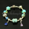 silver charms bracelets with enamel large hole beads light blue