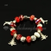 silver charms bracelets with european murano glass european beads red