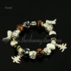 silver charms bracelets with european murano glass european beads black