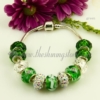 silver charms bracelets with murano glass big hole beads green
