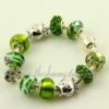 silver charms bracelets with murano glass rhinestone beads green
