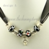 silver charms necklaces with european murano glass beads design A