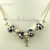 silver charms necklaces with european murano glass charm beads design F