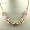 silver charms necklaces with rhinestone murano glass beads design A