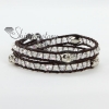 silver skull double leather wrap crystal beads beaded best friends bracelets adjustable jewellery unisex white