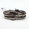 skull silver bead beaded double wrap leather wrap bracelets design B