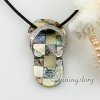 slipper patchwork sea water penguin oyster white oyster rainbow abalone shell necklaces pendants design B