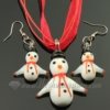 snow man venetian murano glass pendants and earrings jewelry white
