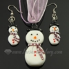 snow man venetian murano glass pendants and earrings jewelry purple
