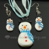 snow man venetian murano glass pendants and earrings jewelry light blue