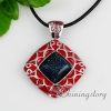square fancy color dichroic foil glass necklaces with pendants enameled silver plated red