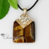 square semi precious stone rose quartz glass opal turquoise tiger's-eye jade amethyst necklaces pendants design B