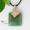 square semi precious stone rose quartz glass opal turquoise tiger's-eye jade amethyst necklaces pendants design C