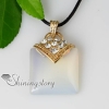square semi precious stone rose quartz glass opal turquoise tiger's-eye jade amethyst necklaces pendants design G