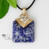 square semi precious stone rose quartz glass opal turquoise tiger's-eye jade amethyst necklaces pendants design H