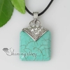 square semi precious stone rose quartz glass opal turquoise tiger's-eye jade amethyst necklaces pendants design A