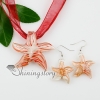 star fish glitter with lines lampwork murano italian venetian handmade glass pendants and earrings design A