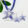 star fish glitter with lines lampwork murano italian venetian handmade glass pendants and earrings design C