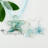 star fish glitter with lines lampwork murano italian venetian handmade glass pendants and earrings design D