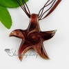 starfish glitter swirled pattern lampwork murano italian venetian handmade glass necklaces pendants brown