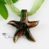 starfish glitter swirled pattern lampwork murano italian venetian handmade glass necklaces pendants green