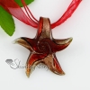 starfish glitter swirled pattern lampwork murano italian venetian handmade glass necklaces pendants red