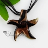 starfish glitter swirled pattern lampwork murano italian venetian handmade glass necklaces pendants black