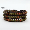 stone beads three layer leather wrap bracelets design J