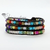 stone beads three layer leather wrap bracelets design G