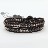 stone with silver bead beaded leather wrap bracelets design B