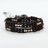 stone with silver bead beaded leather wrap bracelets design D