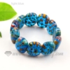 stretch millefiori lampwork murano glass beads bracelets jewelry blue