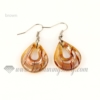 tear drop foil lampwork murano glass earrings jewelry brown