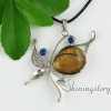 teardrop leaf glass opal tiger's-eye semi precious stone rhinestone openwork necklaces with pendants design A