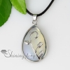 teardrop leaf semi precious stone glass opal jade amethyst tiger's-eye necklaces pendants design B