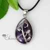 teardrop leaf semi precious stone glass opal jade amethyst tiger's-eye necklaces pendants design C