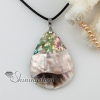teardrop oval patchwork sea water rainbow abalone penguin oyster shell mother of pearl necklaces pendants design B