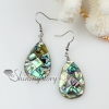 teardrop patchwork seawater rainbow abalone penguin oyster shell mother of pearl dangle earrings design A