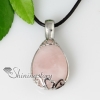 teardrop semi precious stone glass opal tiger's-eye rose quartz amethyst necklaces pendants design C
