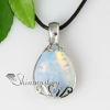 teardrop semi precious stone glass opal tiger's-eye rose quartz amethyst necklaces pendants design A